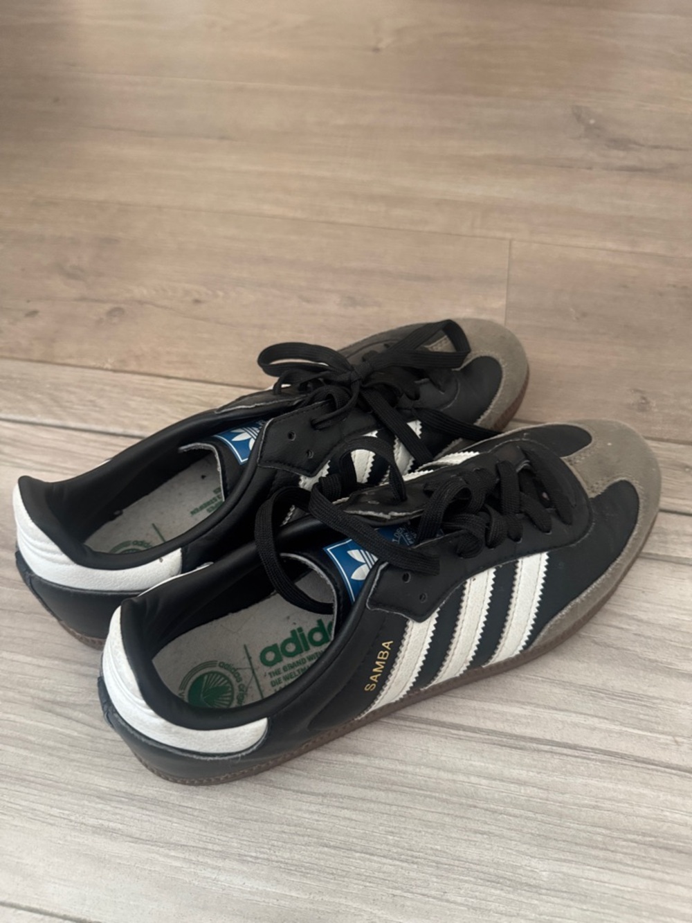 adidas Samba Black, White & Gray Leather Suede Sneakers